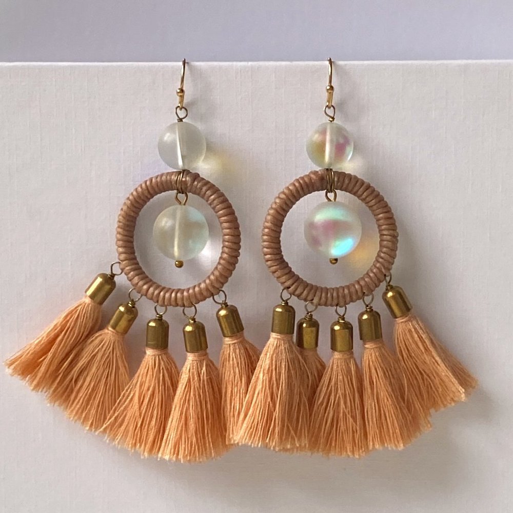 Blush Boho Statement Tassel Earrings
